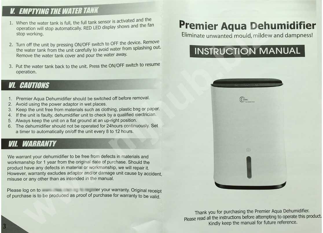 blyss dehumidifier user manual
